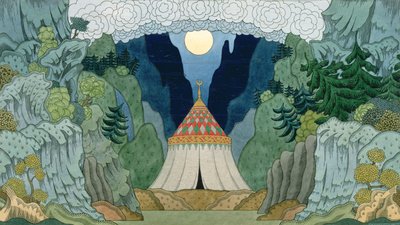 ニコライ・リムスキー=コルサコフ（1844-1908）、1909年のオペラ 『黄金の雄鶏』のスケッチ 作： Ivan Yakovlevich Bilibin